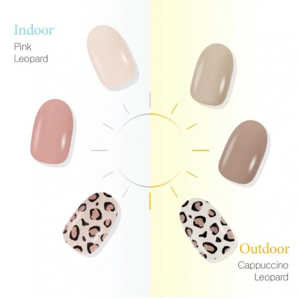 La Rarita Sunny Recipe Color Change Gel Nail Set 2 Pack Pink Leopard